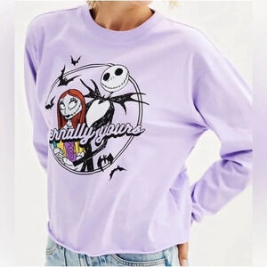 Disney The Nightmare Before Christmas Cropped Purple T-Shirt Size XL (A56)